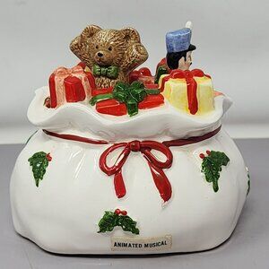 Vintage Otagiri Animated Musical Christmas Ceramic Music Box Works